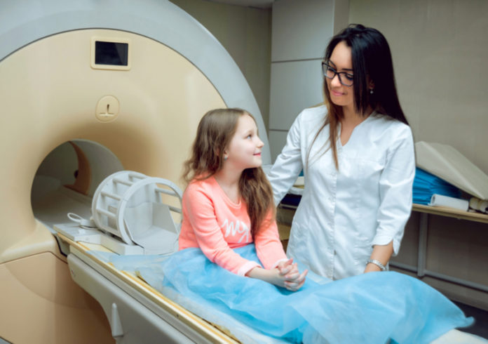 child at imaging center Young patient in imaging center
